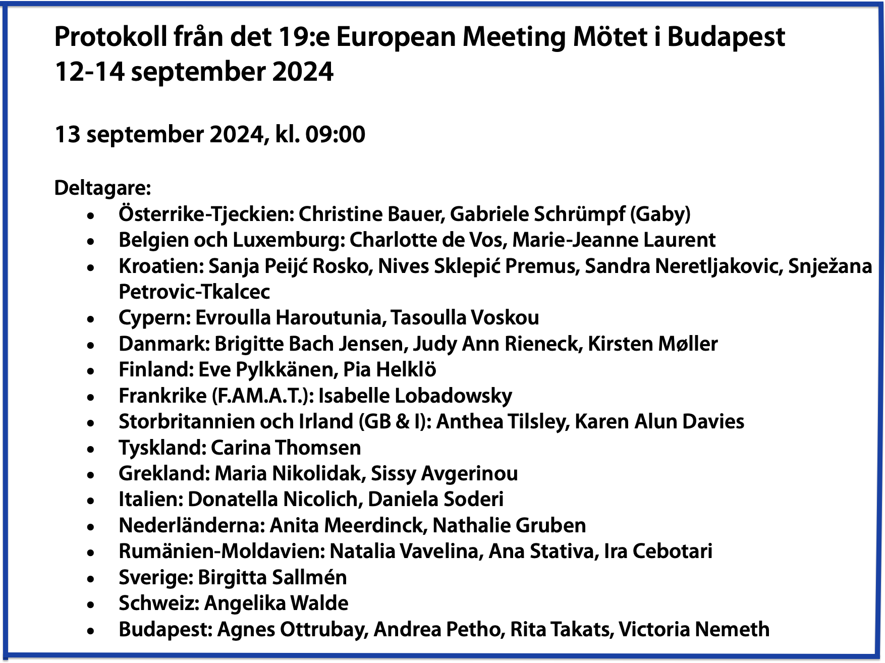 Bild Protokoll European meeting 2024